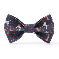 Thumbnail for DOG BOW TIE - FESTIVE NAVY PRINT