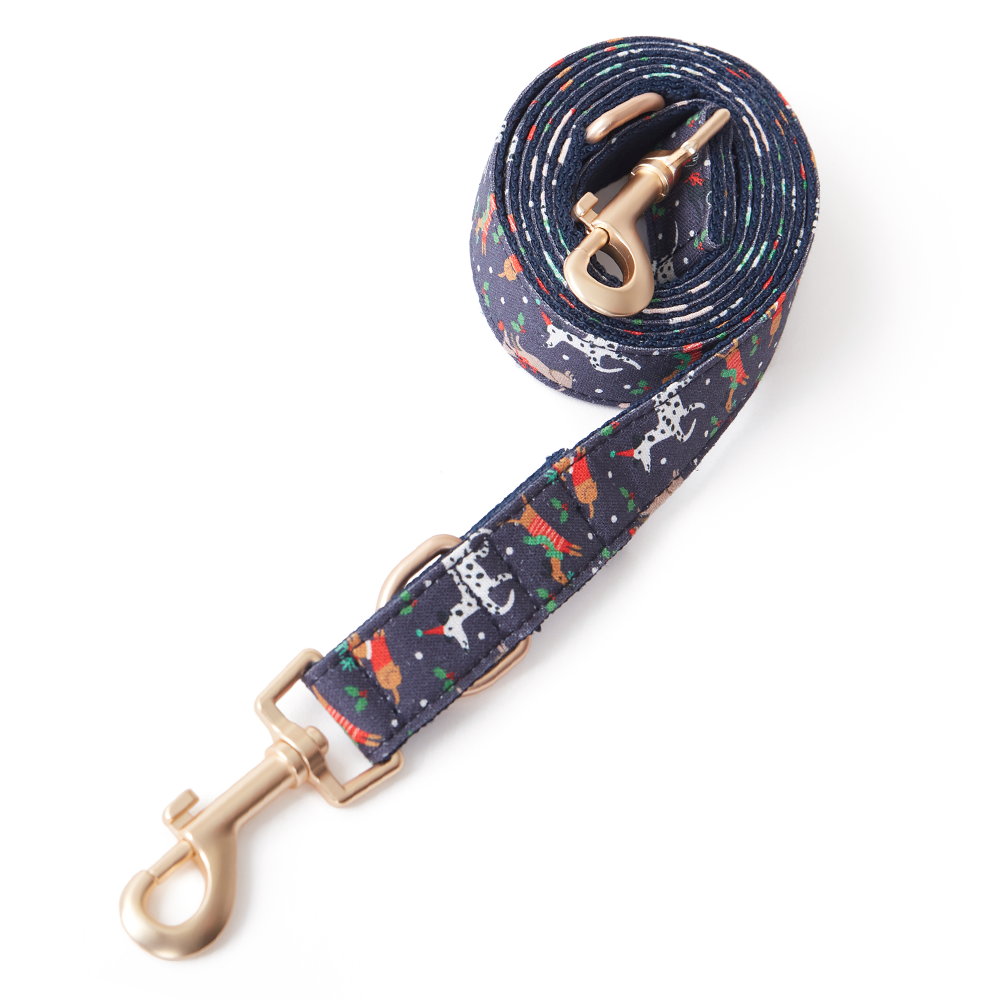 DOG LEAD - FESTIVE NAVY PRINT