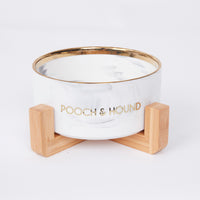 Thumbnail for SIGNATURE DOG BOWL - GREY MARBLE/GOLD