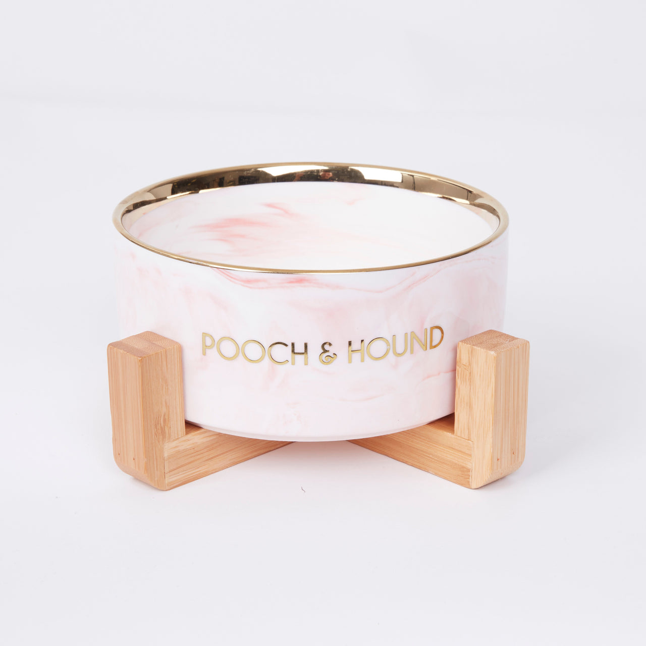 SIGNATURE DOG BOWL - PINK MARBLE/GOLD
