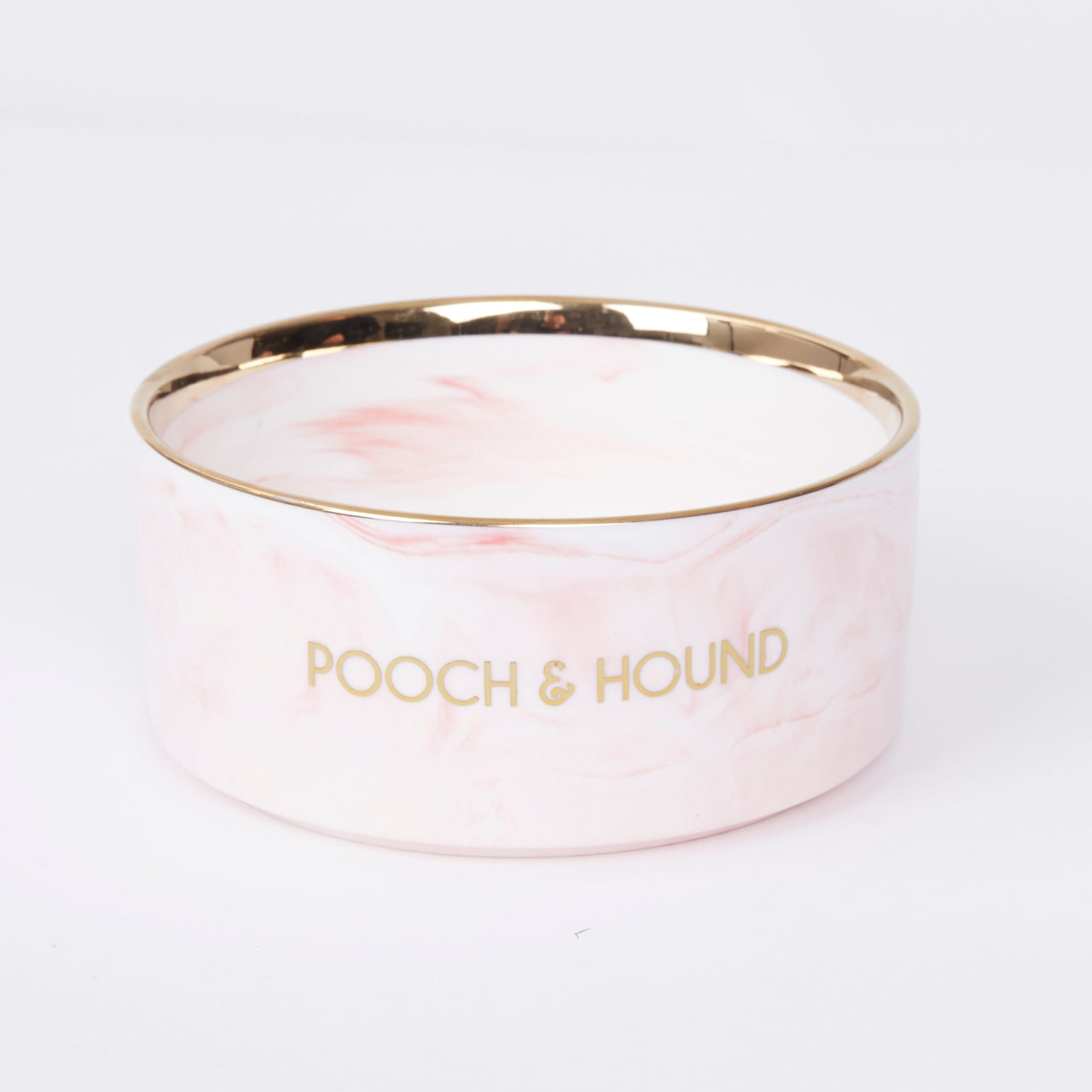 SIGNATURE DOG BOWL - PINK MARBLE/GOLD