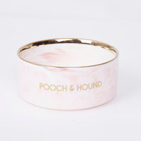 Thumbnail for SIGNATURE DOG BOWL - PINK MARBLE/GOLD
