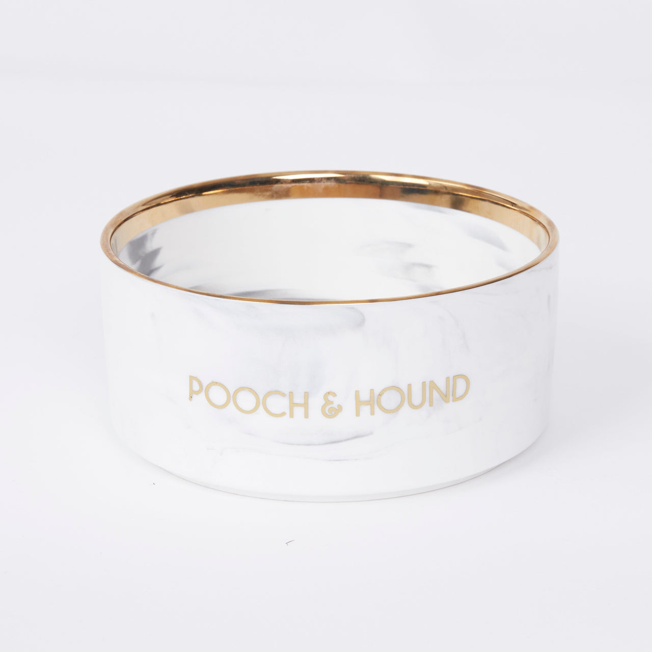 SIGNATURE DOG BOWL - GREY MARBLE/GOLD