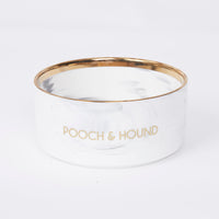 Thumbnail for SIGNATURE DOG BOWL - GREY MARBLE/GOLD