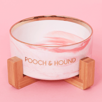 Thumbnail for SIGNATURE DOG BOWL - PINK MARBLE/GOLD