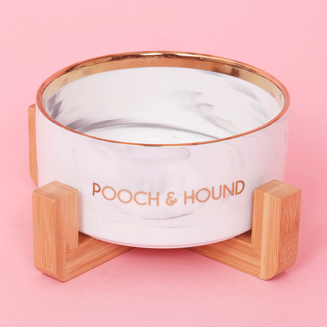 SIGNATURE DOG BOWL - GREY MARBLE/GOLD