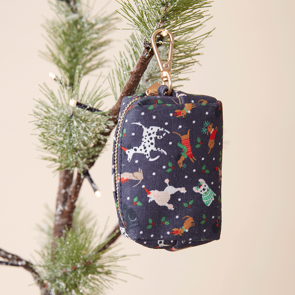 DOG WASTE BAG - FESTIVE NAVY PRINT