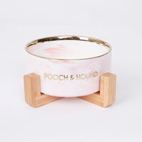 Thumbnail for SIGNATURE DOG BOWL - PINK MARBLE/GOLD