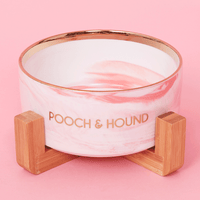 Thumbnail for SIGNATURE DOG BOWL - PINK MARBLE/GOLD